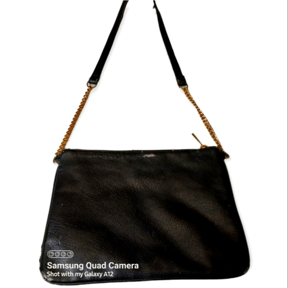 Express purse crossbody black vintage gold studded chain and leather strap. - Picture 5 of 10